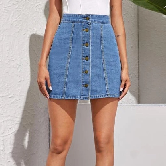 Topshop moto denim button skirt - Picture 1 of 6